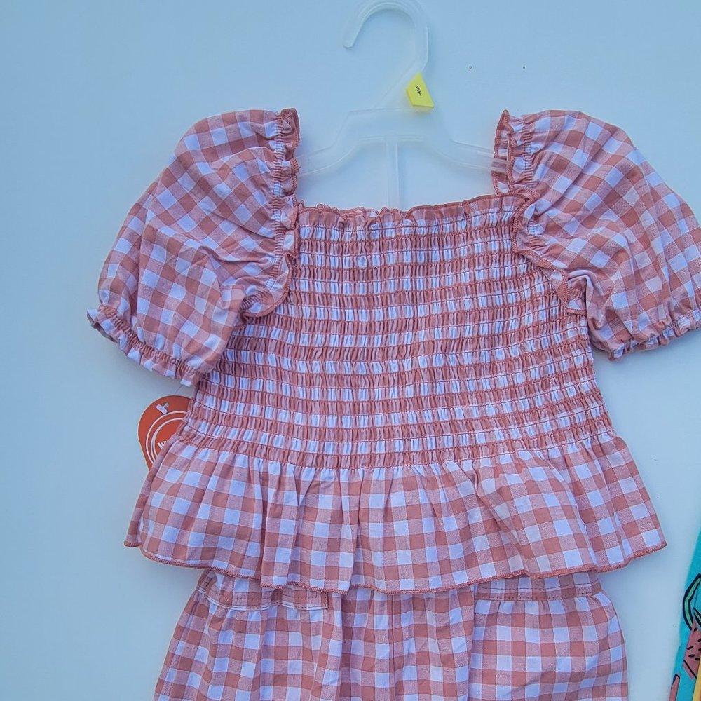 Wonder Nation Girls check print collection 2 piece top/shorts set sz 5T.